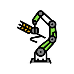 Sticker - robotic arm crops robot harvests color icon vector. robotic arm crops robot harvests sign. isolated symbol illustration