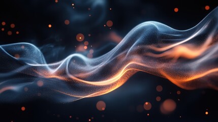 Poster - Abstract Colorful Wave with Particles in Dark Background for Design Use
