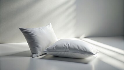 Poster - Tranquil White Pillow on a Minimalist Surface: A Study in Serenity and Simplicity for Modern Living Spaces