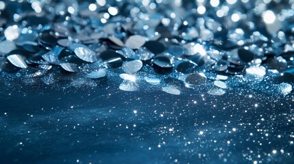 Poster - sparkling blue and silver sequins create a shimmering backdrop for festive celebrations and artistic