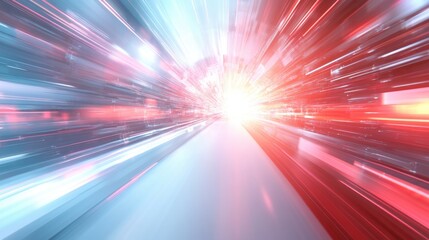 Poster - Abstract Burst of Light with Red and Blue Tones in Motion Effect