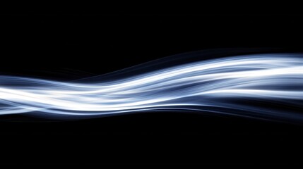 Poster - Smooth Abstract Blue Light Wave on Black Background for Artistic Designs