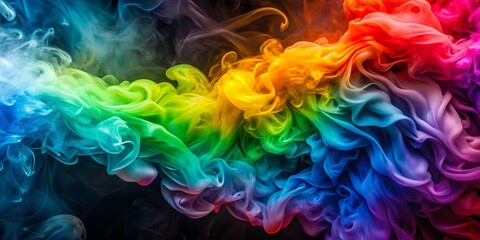 Poster - Vertical Rainbow Smoke Twist Background in 4K Loop – Vibrant Colors and Dynamic Movements Creating a Captivating Visual Experience for Creative Projects