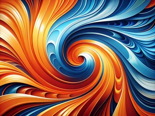 Poster - Vibrant Abstract Swirling Orange and Blue Background Design with Copy Space for Creative Projects and Digital Artwork