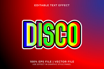 Poster - 3D Editable Disco Vector Text Effect. Colorful gradient text effect
