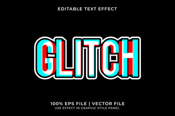 Poster - 3D Editable Glitch Vector Text Effect. Red and Blue gradient text effect