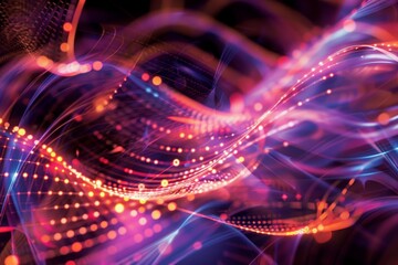 Poster - abstract background featuring luminous lines and dots, creating a dynamic and vibrant visual effect.