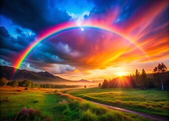 Poster - Vivid Blurred Rainbow Colors in Low Light Capture Creating a Dreamy Atmosphere for Artistic and Abstract Photography Projects