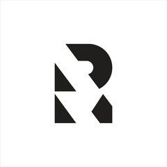 Fototapete - Creative letter R and N negative space logotype icon design template
