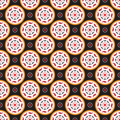 Poster - Seamless vector textures. Colorful ornament patterns with circle shapes. Design element for textile, print, fabric.