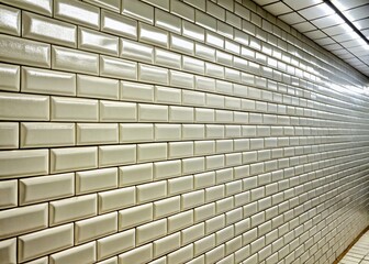 Poster - White Brick Wall in Subway Tile Pattern for Modern Interior Design and Architecture, Ideal for Contemporary Spaces and Minimalist Aesthetics, Perfect for Home Decor Inspiration