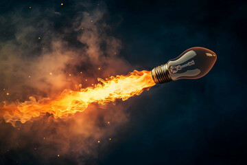 Aufkleber - A light bulb ignites with flames, symbolizing innovation and explosive ideas against a dark background.