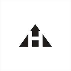 Fototapete - Alphabet letter H negative space inside triangle shape, modern universal vector icon illustration