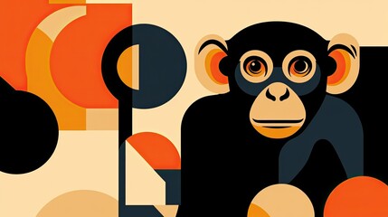 Canvas Print - Geometric chimpanzee portrait.