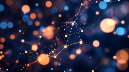 Abstract network connections with glowing nodes and bokeh background
