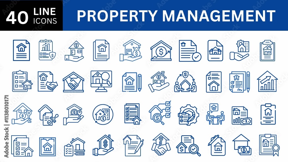 property management Line Editable Icons set. property, buying, selling ...