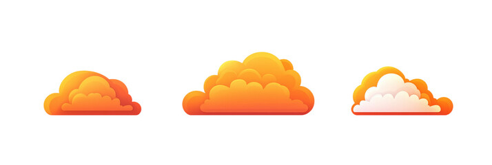 Poster - Colorful clouds illustration, vibrant orange and white hues, soft rounded shapes, minimalistic design, suitable for backgrounds or graphics, isolated on transparent background, png