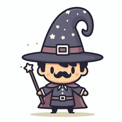 Sticker - cartoon wizard with a wand