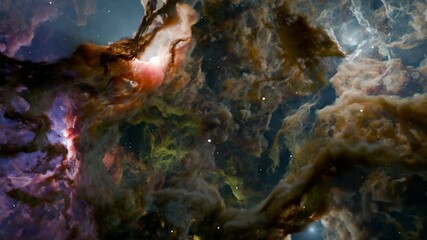 Wall Mural - nebula in outer space, planets and galaxy, 3d animation