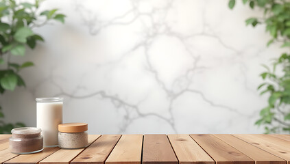 Aufkleber - Wood table background features a marble design for use in product display montages showcasing various items._00003_