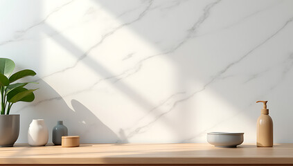 Aufkleber - Wood table background features a marble design for use in product display montages showcasing various items._00001_