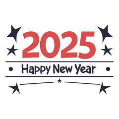 Poster - happy new year 2025 vector art - transparent background typography design