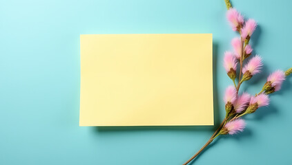 Aufkleber - Vibrant note paper sits atop a serene blue background, adding visual interest to the overall composition naturally._00003_