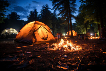 camping in the night