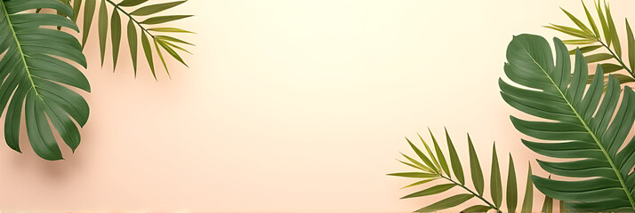 Aufkleber - Summer vibes are created with tropical leaves on a soft pastel colored background for visually appealing promotional ad designs._00002_