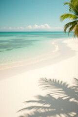 Poster - Summer and holiday backgrounds feature selective focus on white sand and shadows of tree leaves in warm environments._00002_