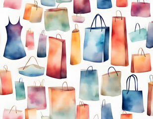 Wall Mural - Transparent Shopping creative watercolor background