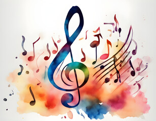 Wall Mural - Transparent music creative watercolor background