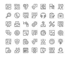 Fototapete - Technical support icons. Outline symbols collection. Premium vector line icons set