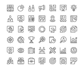 Fototapete - Digital marketing icons. Outline symbols collection. Premium vector line icons set