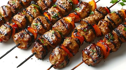 Wall Mural - Delicious Grilled Skewers with Peppers