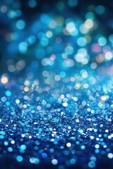 Poster - Beautiful shimmering blue bokeh lights create a magical and enchanting atmosphere for various creative projects.