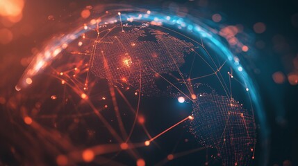 Wall Mural - global network connections illuminated earth