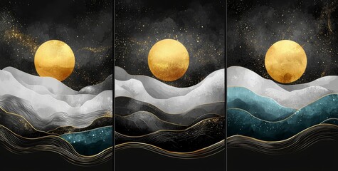 Poster - A modern 3D illustration of a wall frame canvas showcasing flat art with marble forms and circles. The design is clean and minimalist against a light background.