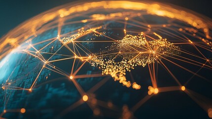 Wall Mural - global network connections illuminating earth
