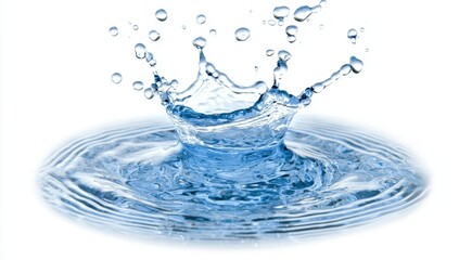 Poster - A 3D illustration shows blue water splashing against a white background.