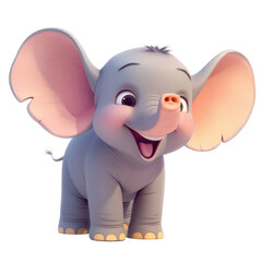 3d cartoon baby elephant isolated on white background
