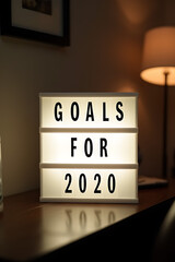 Aufkleber - Goals for 2020 written on a light box on my home office desk table._00002_