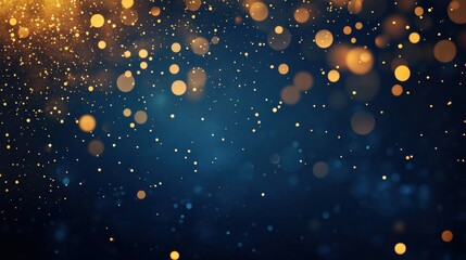 Poster - A captivating background of golden sparkles and shimmering light on a deep blue canvas, perfect for celebrations and events.