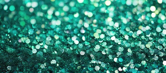 Aufkleber - Emerald green glitter bokeh background for festive occasions holidays and events with a shimmering abstract design