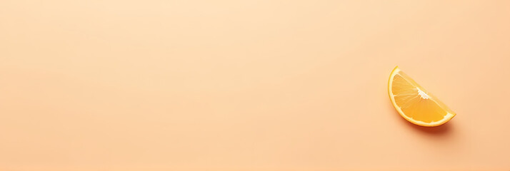 Poster - Fresh orange slice on a soft pastel colored background with plenty of whitespace for text overlay._00002_