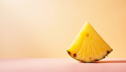 Poster - Fresh exotic pineapple slice adorns a vibrant pastel colored background evoking a sense of refreshing summer fruit tranquility always._00002_
