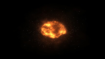 Poster - Ideal fire particles, embers against a backdrop, with smoke and fog creating a misty texture overlay.
