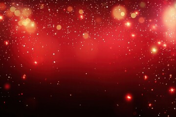 Poster - Beautiful red background with shimmering lights and sparkling bokeh, perfect for festive and celebratory occasions.