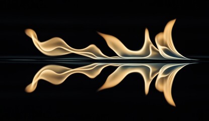 Poster - A fire texture with water reflections, isolated on a black background, ideal for use in banners or cards.