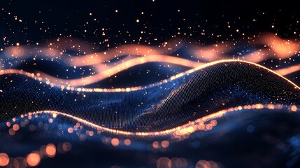 Poster - stunning abstract wave technology background featuring blue light digital effects for a corporate th